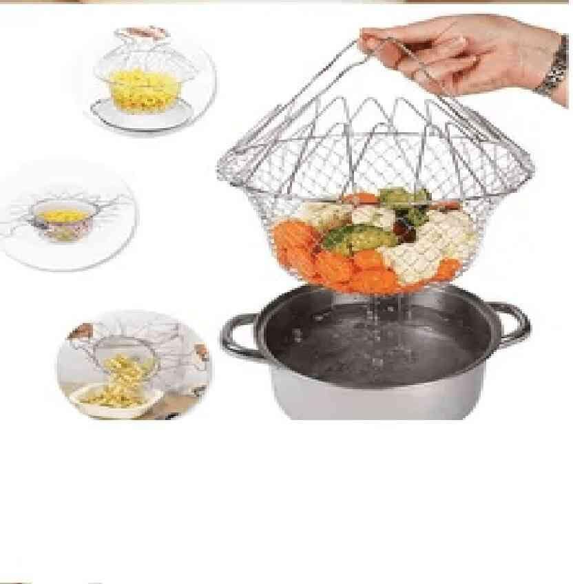 12 in 1 Foldable Chef Basket | Vegetable Frying & Strainer | Multipurpose Kitchen Tool